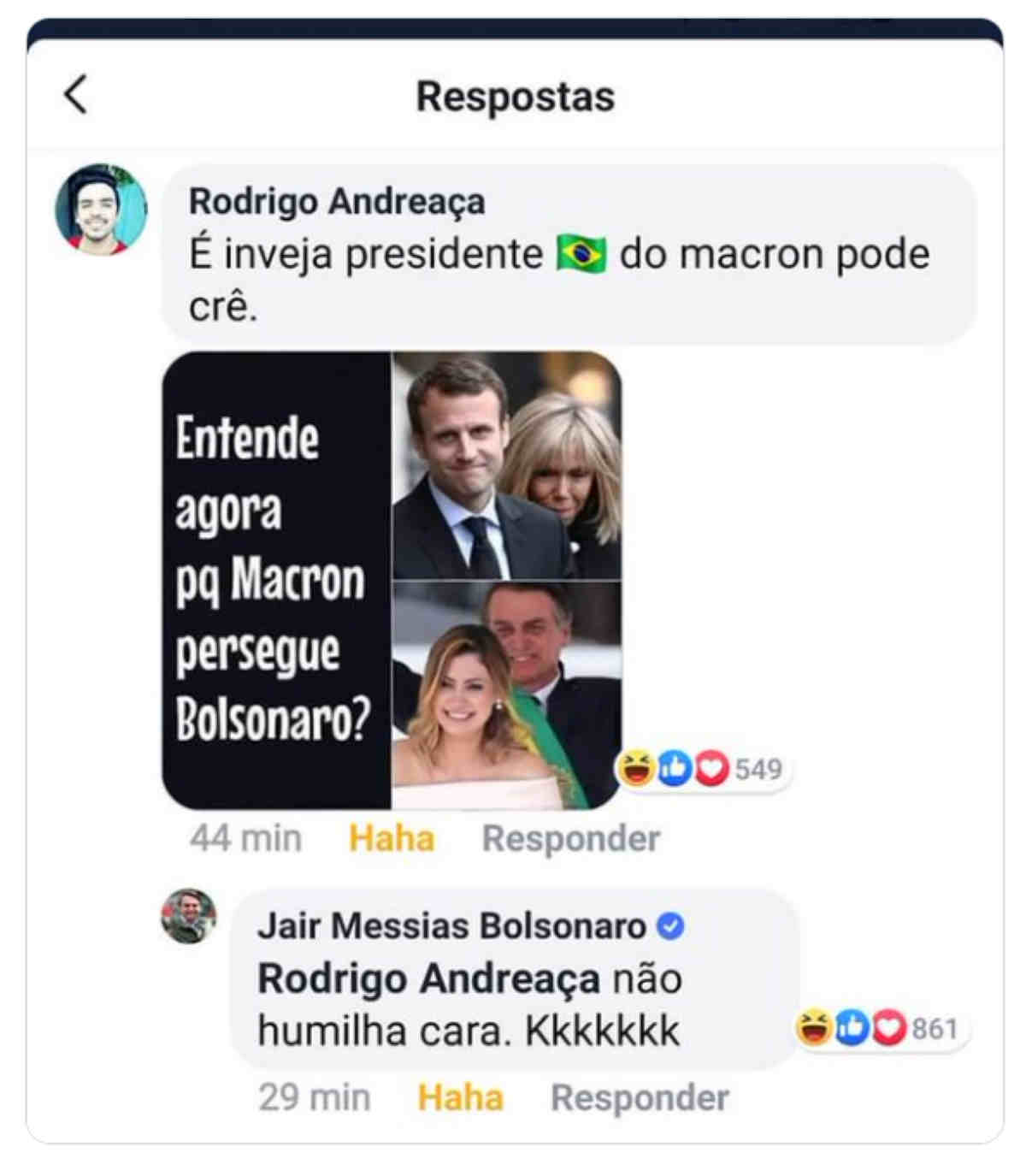  Secondo Bolsonaro Macron lo attacca perché la first lady brasiliana è più giovane e bella di   quella francese