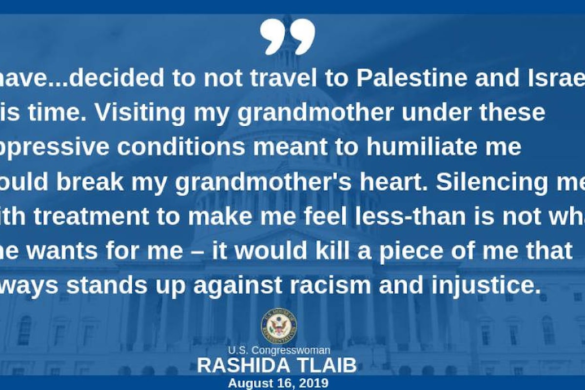 Rashida Tlaib rinuncia al viaggio: non permetterò al governo israeliano di umiliare me e la mia famiglia