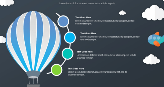 Balloon Infographic PowerPoint Template with Cloud Shapes