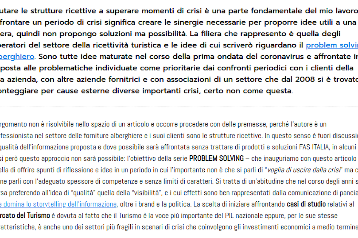 Idee per un problem solving alberghiero sostenibile nel 2021