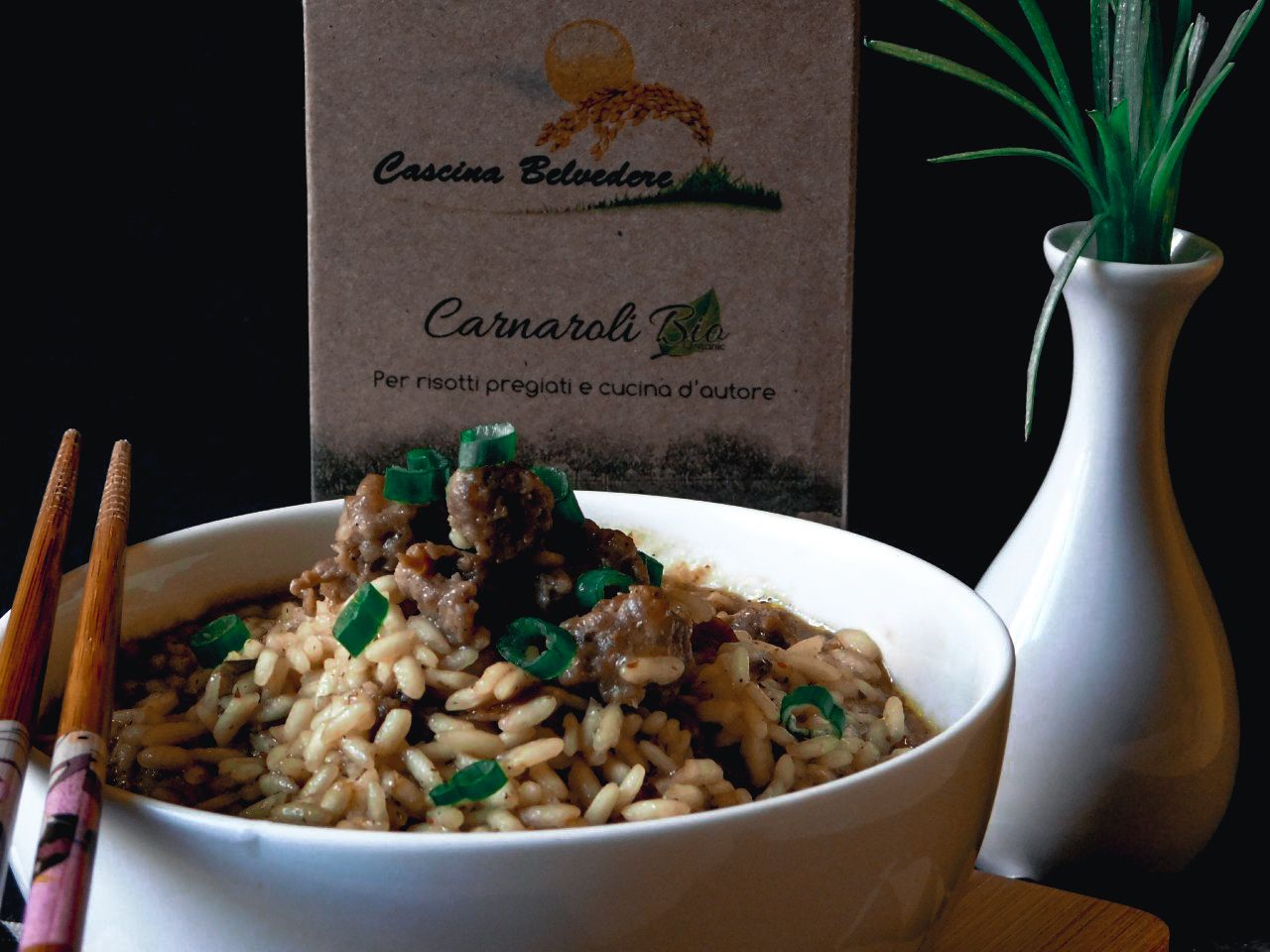 Risotto con funghi porcini, salsiccia e curry