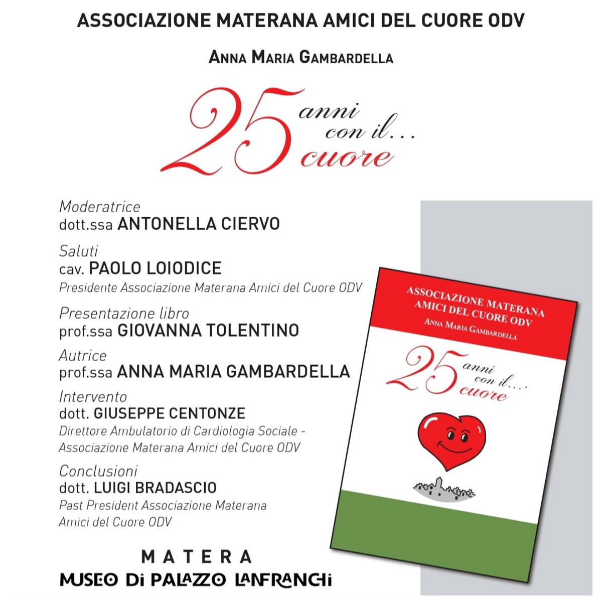 L'Associazione Materana Amici del Cuore presenta i suoi «25 anni con il … Cuore»