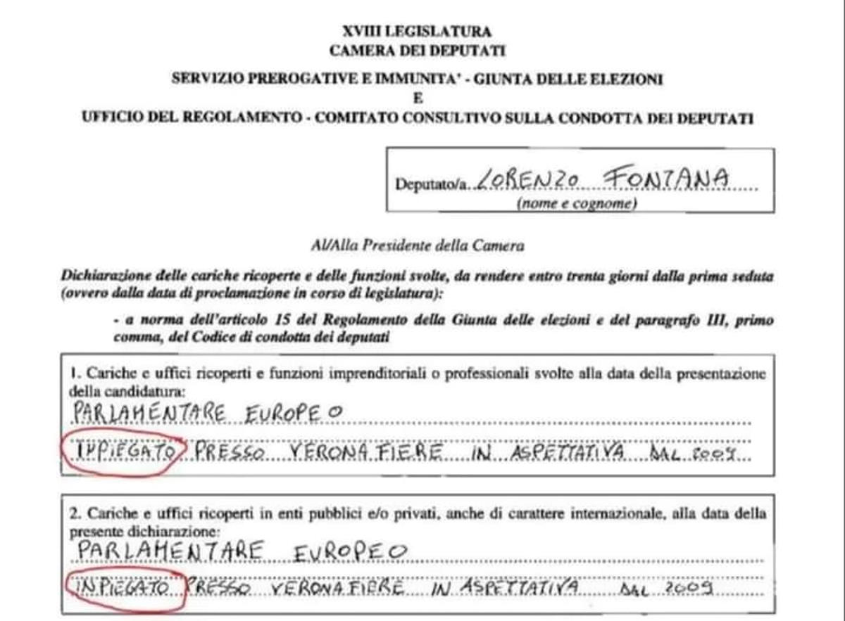 Il presidente della Camera Fontana è un inpiegato