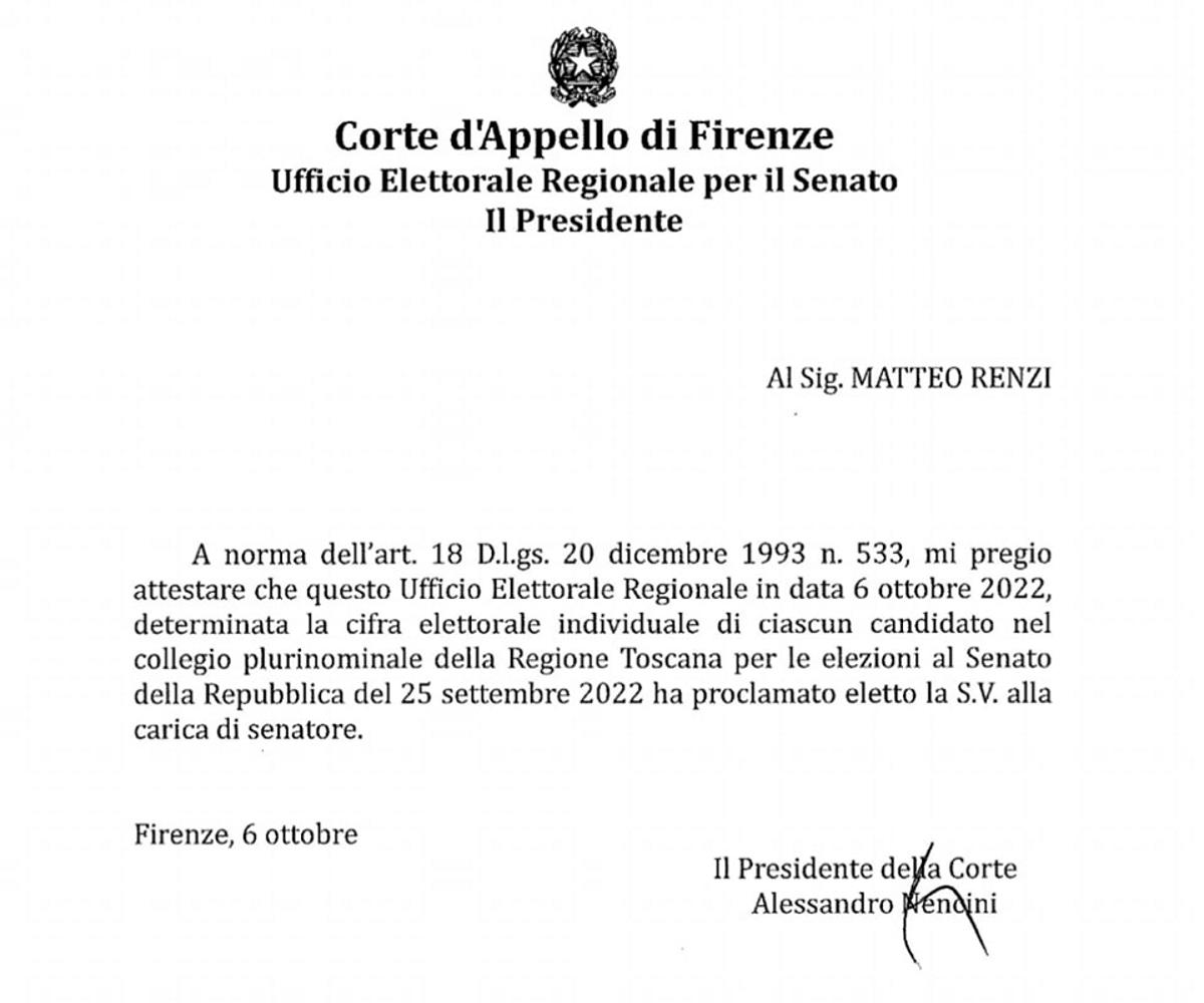 Ultim'ora: Renzi ha detto che farà del suo meglio per rappresentare l'Italia con disciplina e onore