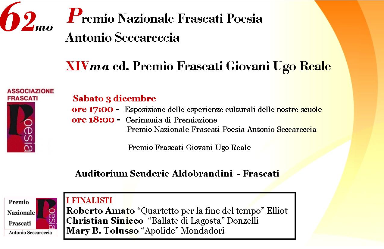 Cerimonia di premiazione 62 ma edizione del Premio Nazionale Frascati Poesia Antonio Seccareccia