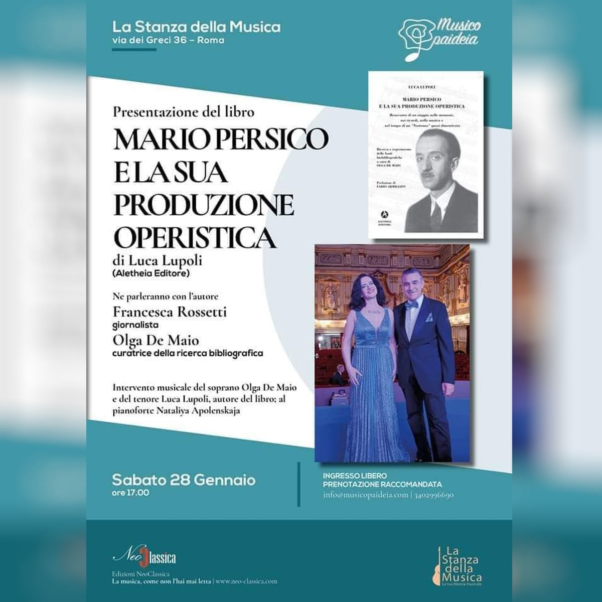 Presentazione del libro Mario Persico e la sua produzione operistica a Le Stanze della Musica di Roma