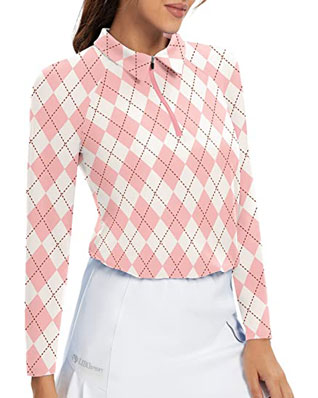 Womens Golf Shirt Moisture Wicking Long Sleeve Shirt Half Zip Pullover Athletic Riding - Underwear a