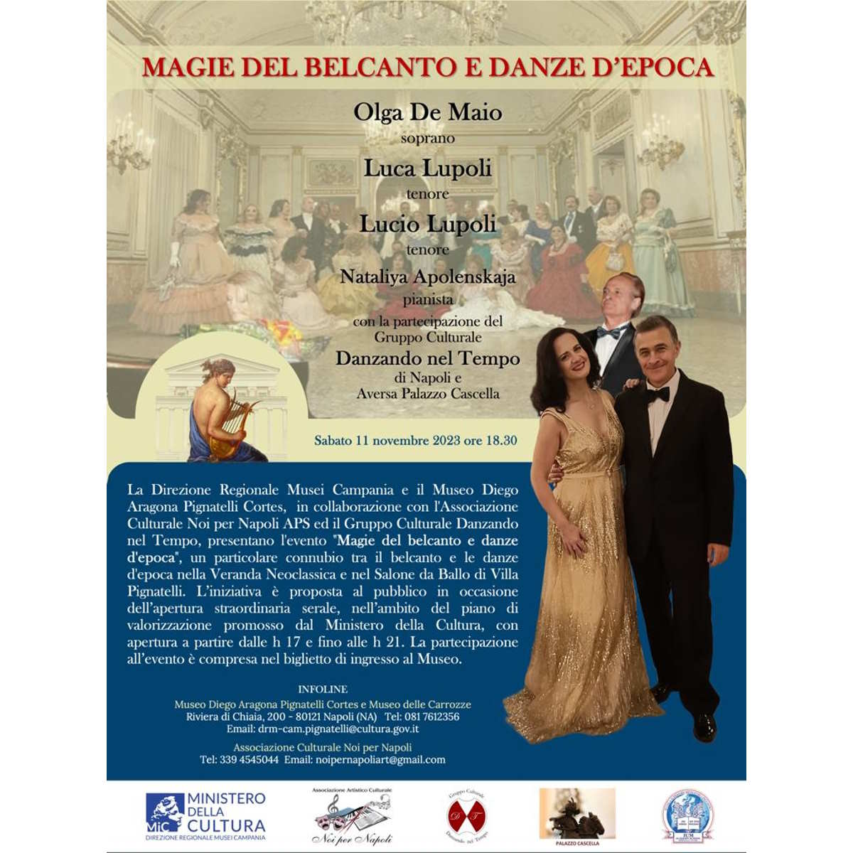 Magie del Belcanto e Danze d'Epoca al Museo Diego Aragona Pignatelli Cortes per l'apertura serale straordinaria
