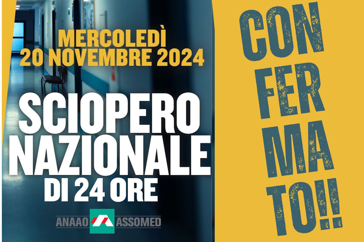 Confermalo lo sciopero del 20 novembre di medici, dirigenti sanitari, infermieri e professionisti sanitari