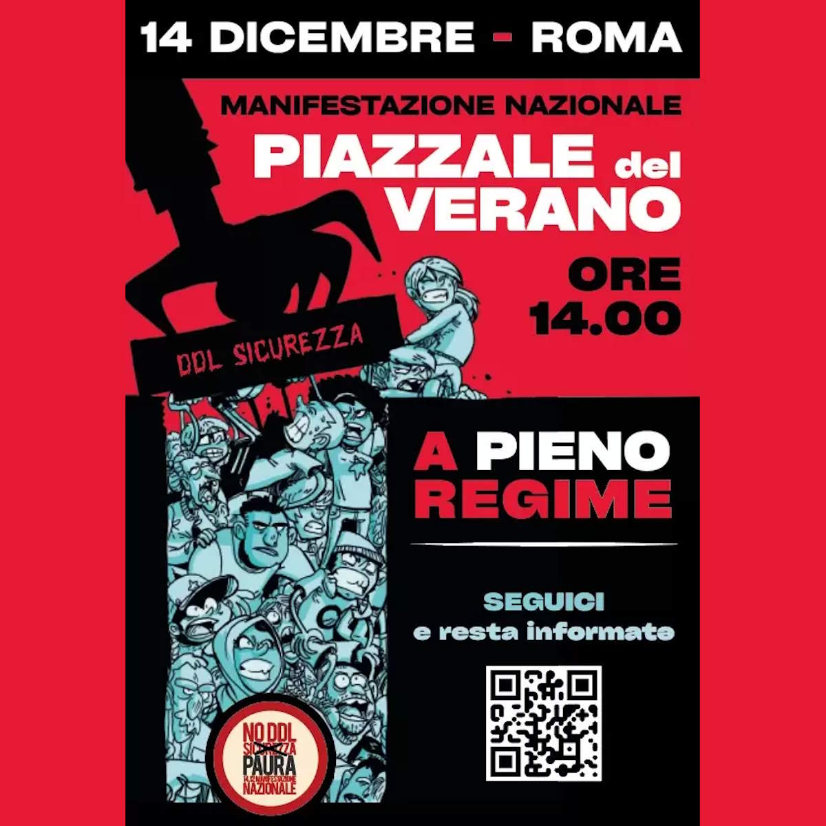 A pieno regime: il 14 dicembre a Roma manifestazione nazionale contro il ddl Sicurezza