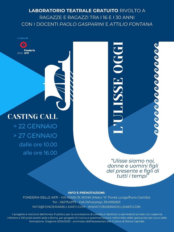 Casting Call per candidarsi a Ulisse Oggi - Ultima chiamata a Roma Lunedì 27 Gennaio 2025