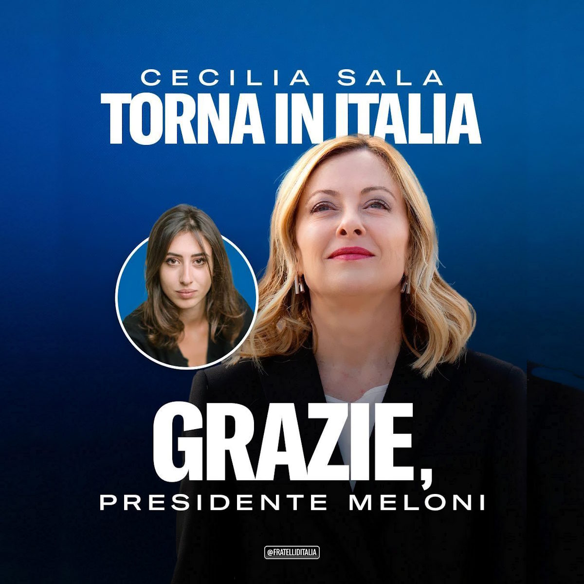 Cecilia Sala torna in Italia, GRAZIE presidente Meloni