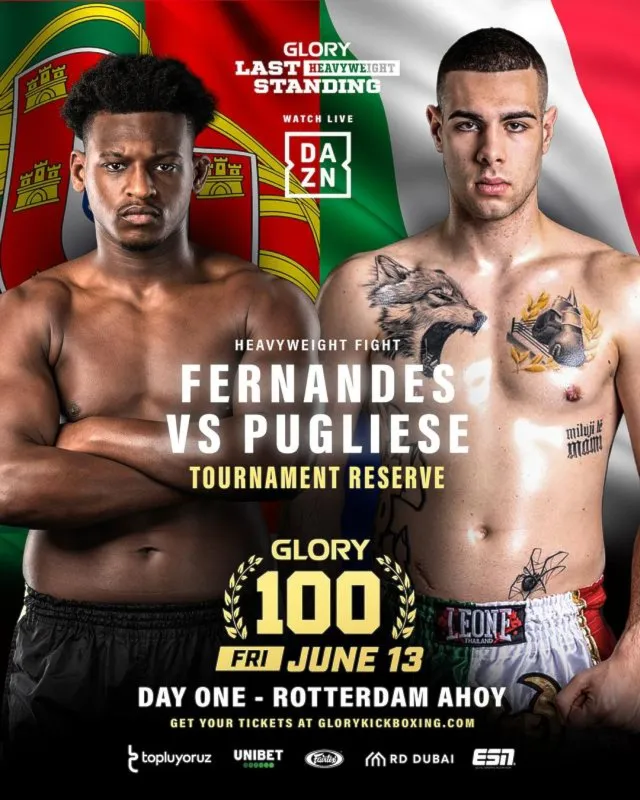 Il genovese Samuele 'The Animal' Pugliese approda a GLORY, la Promotion di Kickboxing più Importante al Mondo.
