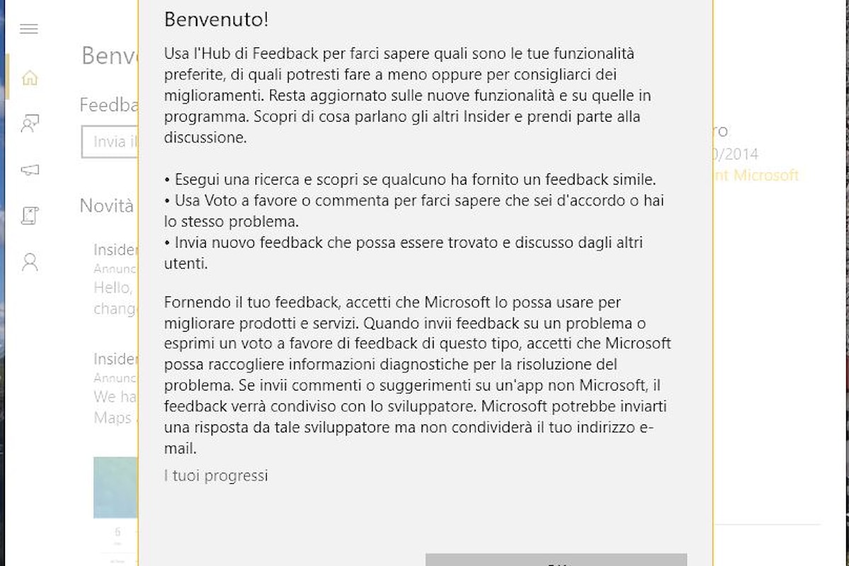 Hub di Feedback - Windows 10, disponibile per tutti