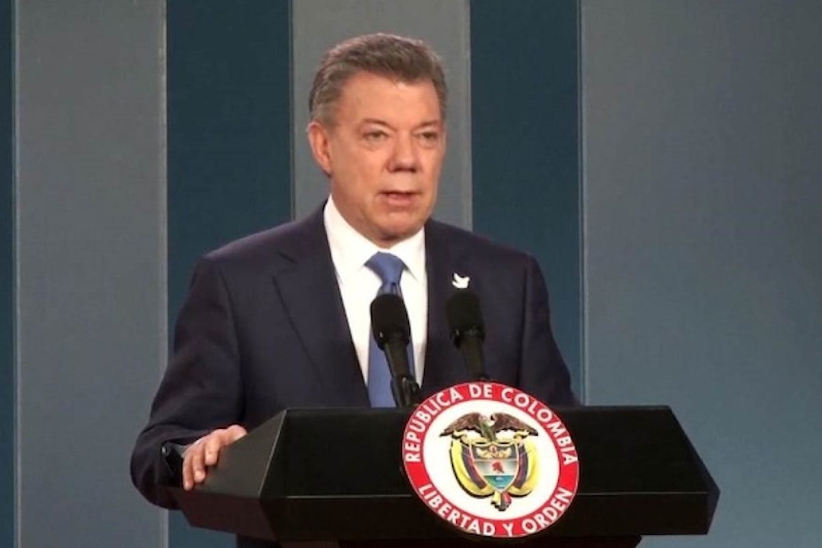 Il presidente della Colombia Juan Manuel Santos insignito del Nobel per la pace per i negoziati con le FARC